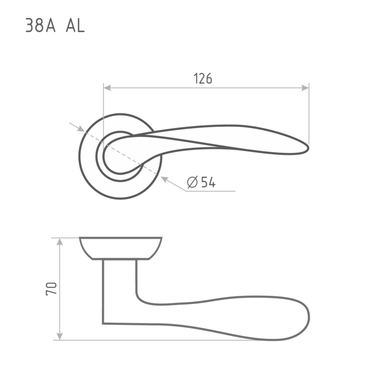 Схема Ручка дверная 38А цвет Золото Нора-М