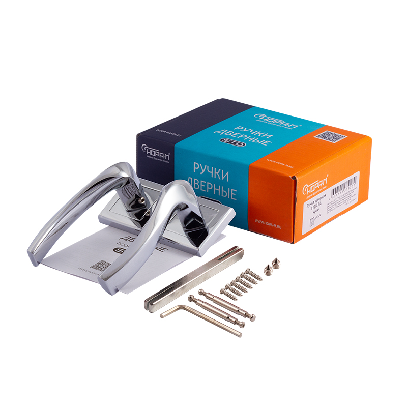 Комплектация и упаковка Ручка дверная 112К AL цвет Хром Нора-М
