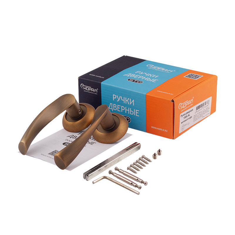 Комплектация и упаковка Ручка дверная 100А Al цвет Матовый кофе Нора-М