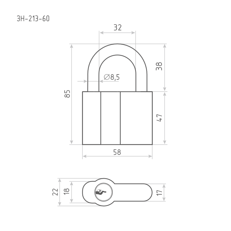 Схема Замок навесной ЗН-213 цвет Темный Нора-М