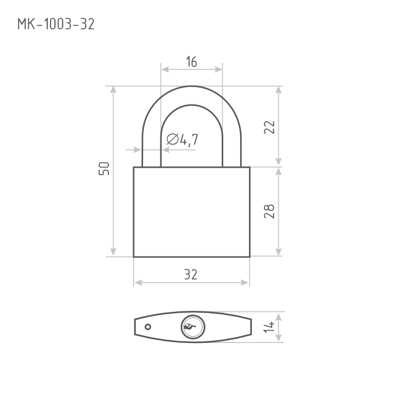 Схема Замок навесной МК-1003 мастер ключ цвет Темный Нора-М