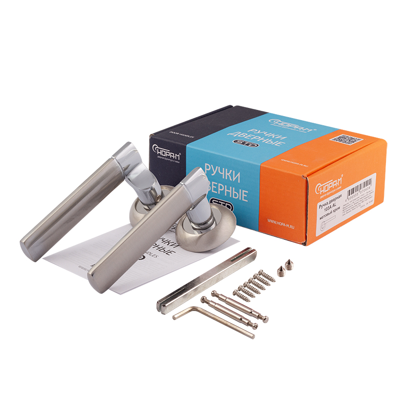 Комплектация и упаковка Ручка дверная 103А AL цвет Матовый никель Нора-М