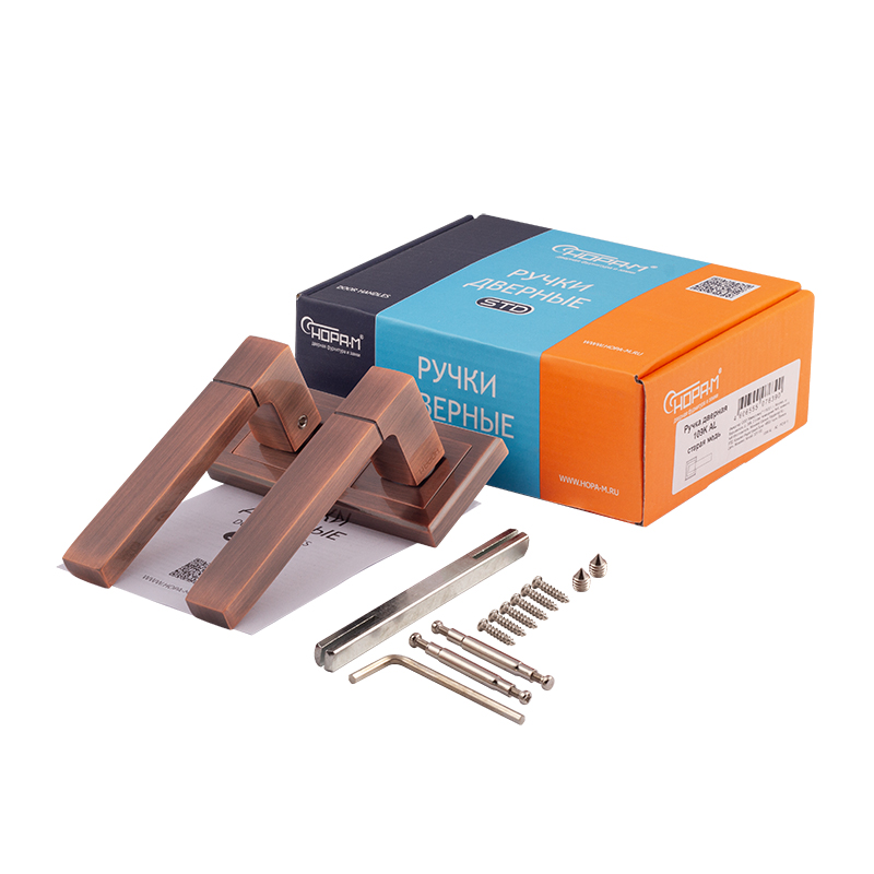 Комплектация и упаковка Ручка дверная 109К AL цвет Старая медь Нора-М