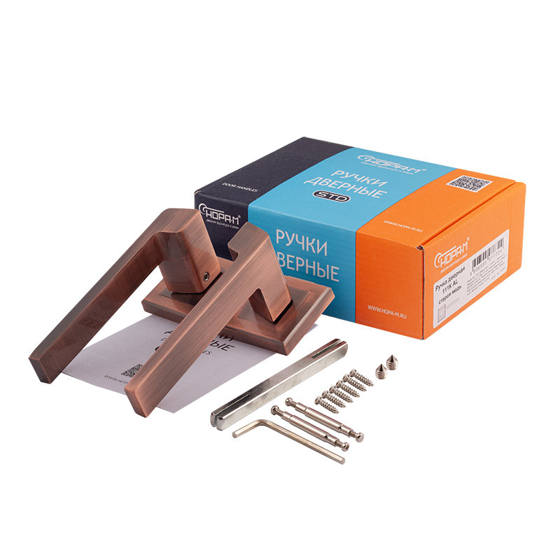 Комплектация и упаковка Ручка дверная 111K AL цвет Старая медь Нора-М