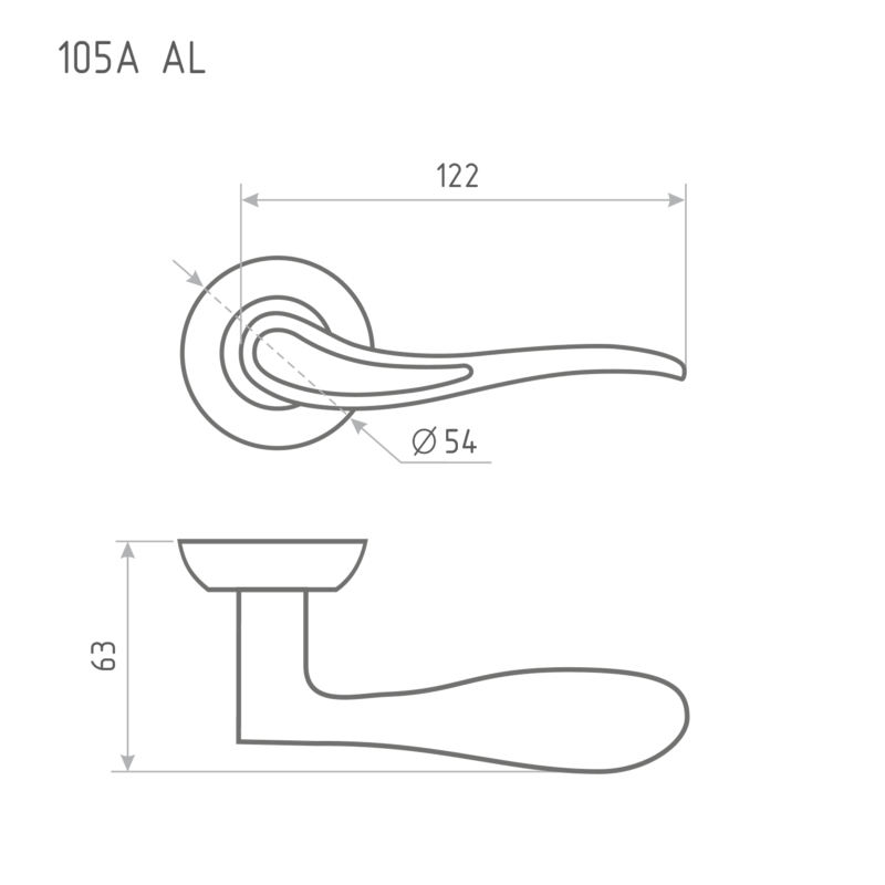 Схема Ручка дверная 105А AL цвет Белый Нора-М