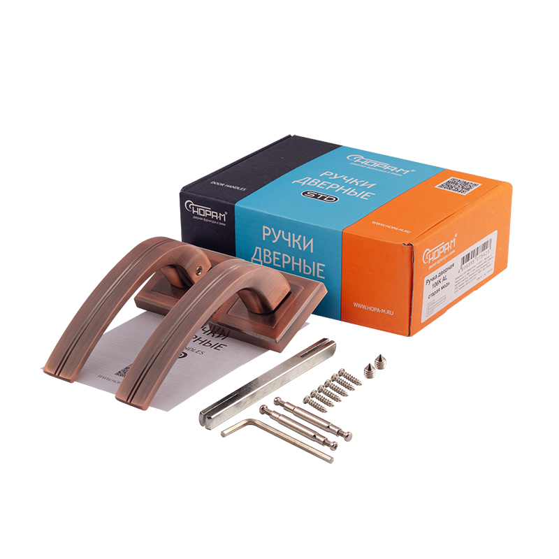 Комплектация и упаковка Ручка дверная 106К AL цвет Старая медь Нора-М