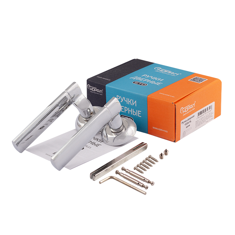 Комплектация и упаковка Ручка дверная 103А AL цвет Хром Нора-М