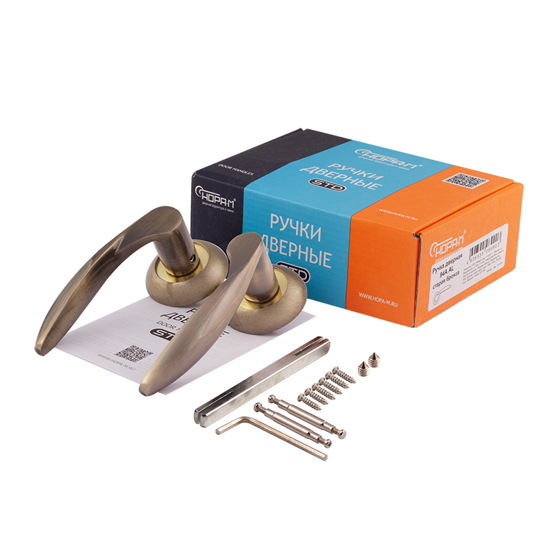 Комплектация и упаковка Ручка дверная 94А AL цвет Старая бронза Нора-М