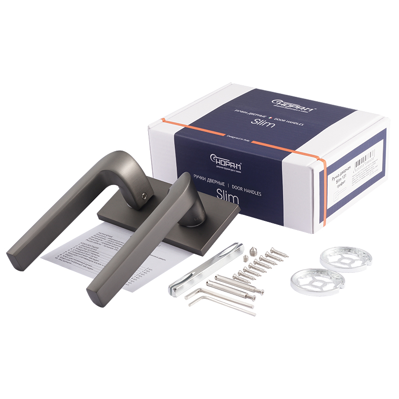 Комплектация и упаковка Ручка дверная 131K Slim цвет Графит Нора-М