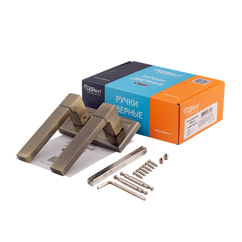 Комплектация и упаковка Ручка дверная 109К AL цвет Старая бронза Нора-М