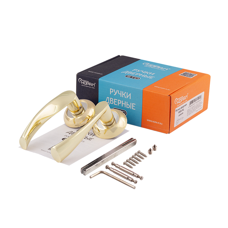 Комплектация и упаковка Ручка дверная 100А Al цвет Золото Нора-М