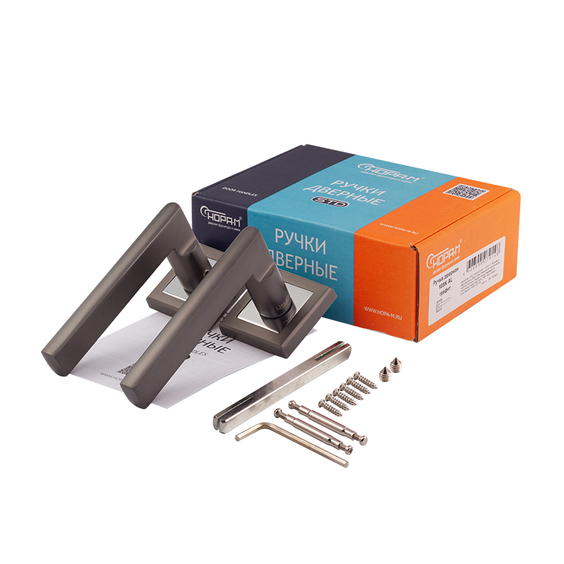 Комплектация и упаковка Ручка дверная 108K AL цвет Графит Нора-М